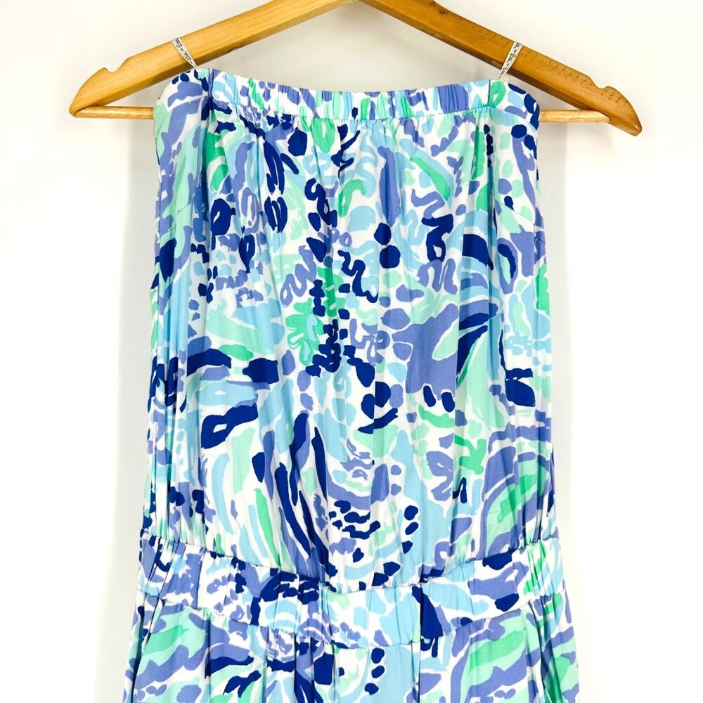 Lilly Pulitzer Womens Emiko Strapless jumpsuit in Lillys Lilac Nice Ink Size XS - Picture 5 of 11